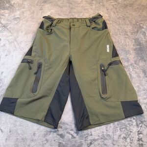 Arsuxeo Mountain Bike Shorts Mens Small Green Cargo Pockets Adjustable Waist